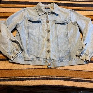 Vintage Denim Jacket Jean Light Wash Bill Bass Large 90s Western Cotton